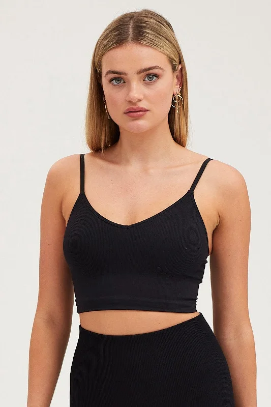 Black Crop Singlet Top Seamless