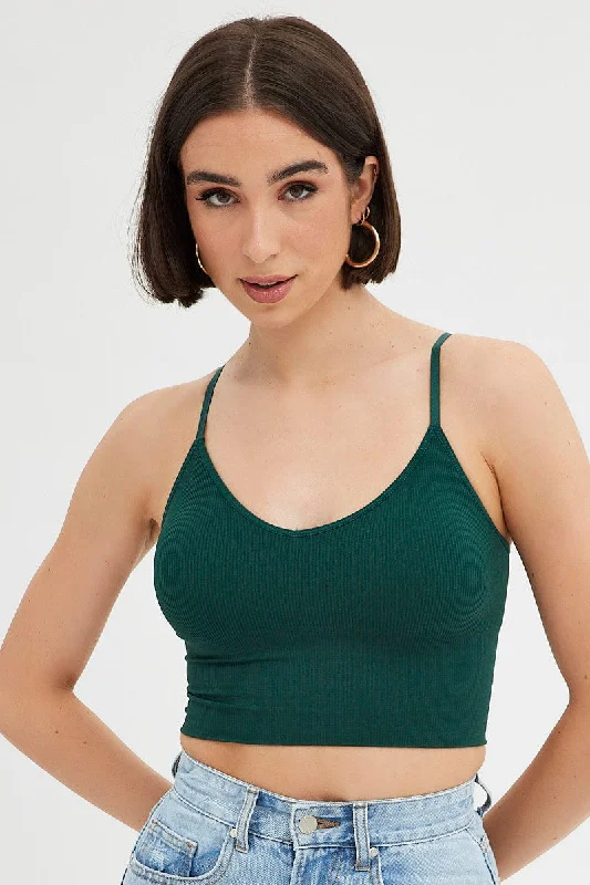 Green Crop Singlet Top Seamless