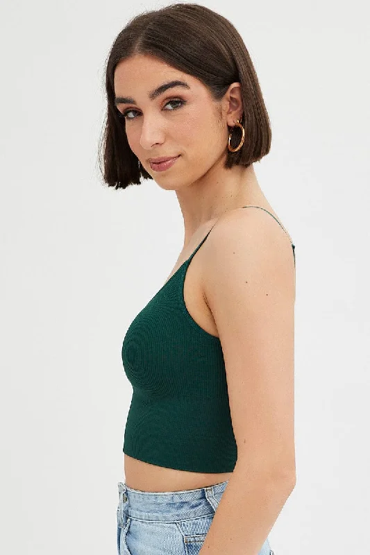 Green Crop Singlet Top Seamless