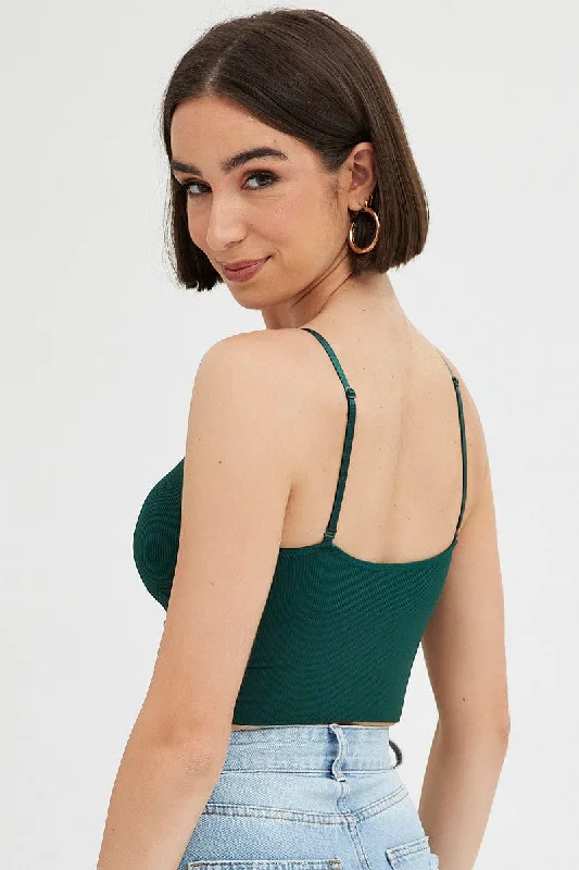 Green Crop Singlet Top Seamless