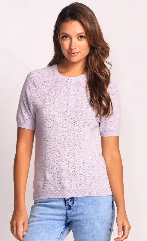 Pointelle Lightweight Short Sleeve Sweater