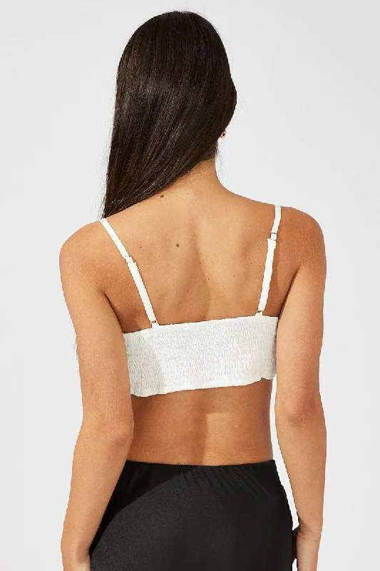 White Crop Top Strappy Oversized 3d Bow