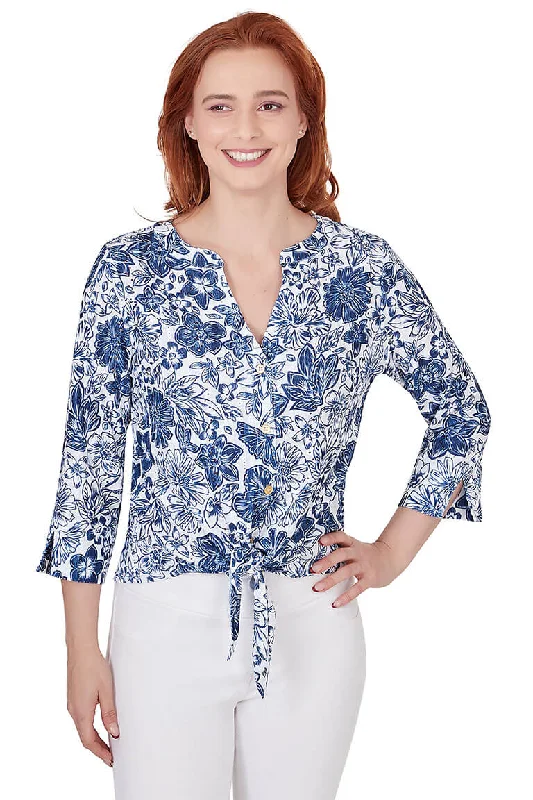 Always Be My Navy Blue Eyelet Blouse