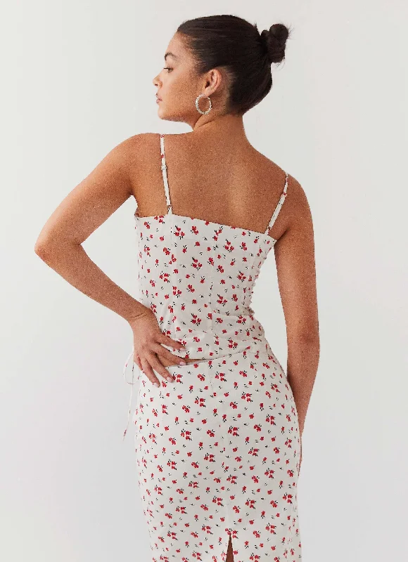 Ariana Linen Bustier Top - Poppy Floral