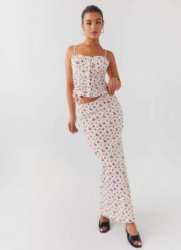 Ariana Linen Bustier Top - Poppy Floral