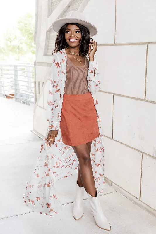 Buy Me A Rose Ivory / Rust Floral Kimono