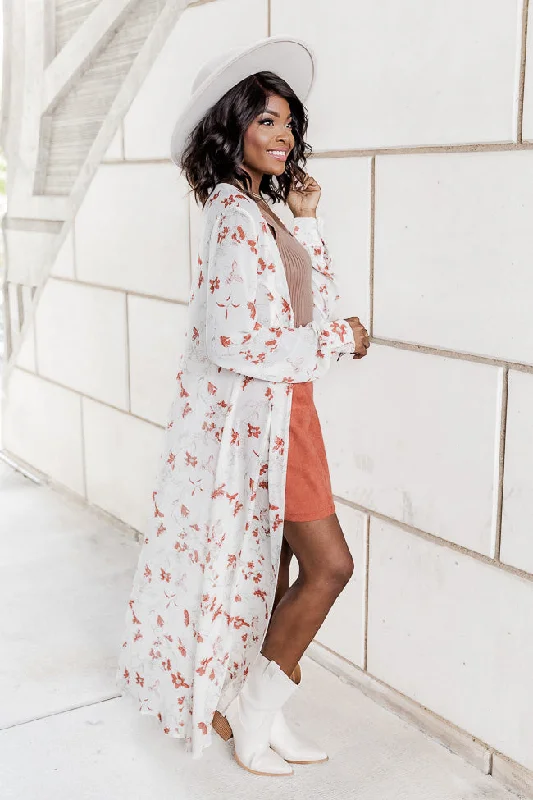 Buy Me A Rose Ivory / Rust Floral Kimono