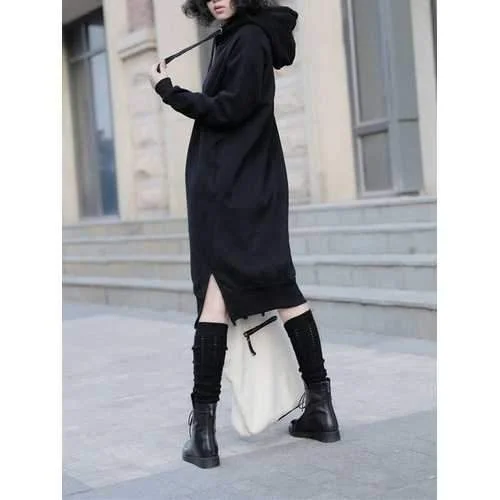 Casual Women Long Sleeve Sweatshirt Solid Color Pockets Dresses