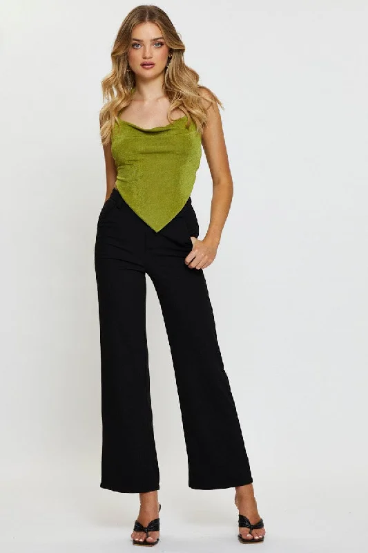 Green Crop Top Halter Neck