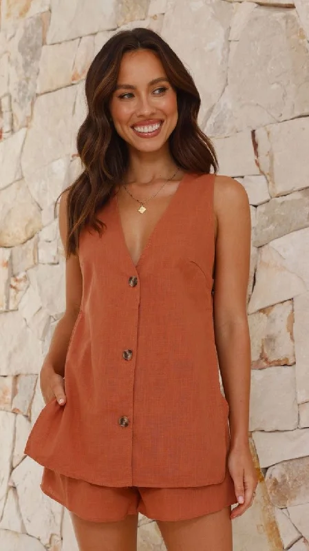 Hayley Vest and Shorts Set - Rust