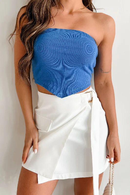 I Won't Compromise Ribbed Bandana Tube Top (Blue)