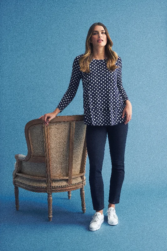 Long Sleeve Layered Tee - Floral Polka Dot