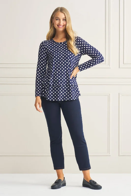 Long Sleeve Layered Tee - Floral Polka Dot