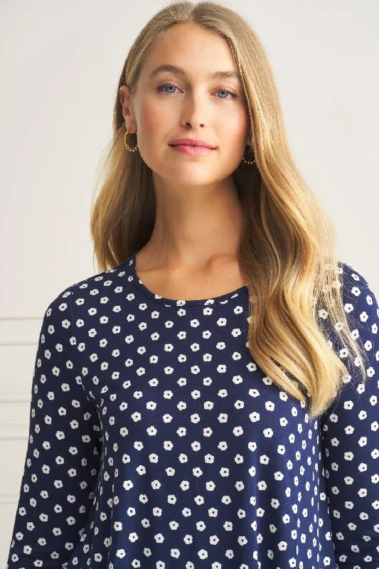 Long Sleeve Layered Tee - Floral Polka Dot