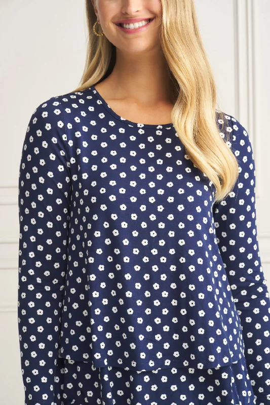 Long Sleeve Layered Tee - Floral Polka Dot