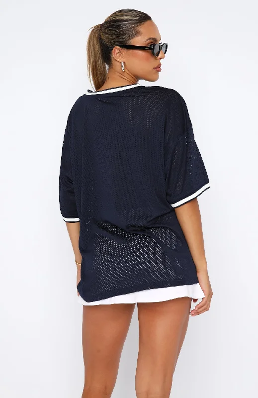 Moves To Make Oversized Sports Tee Dark Navy