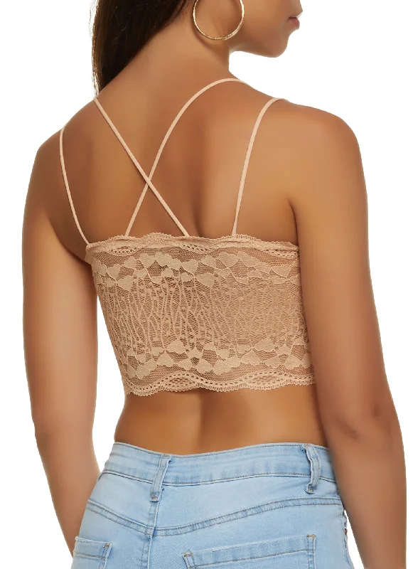 Heart Patterned Lace Bustier Top