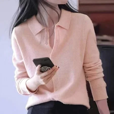 Pink Plain Sweet Shift Sweater