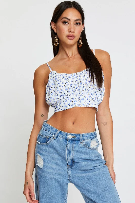 Print Singlet Sleeveless Crop