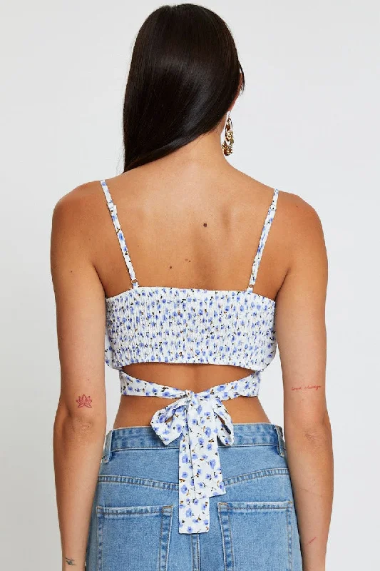 Print Singlet Sleeveless Crop