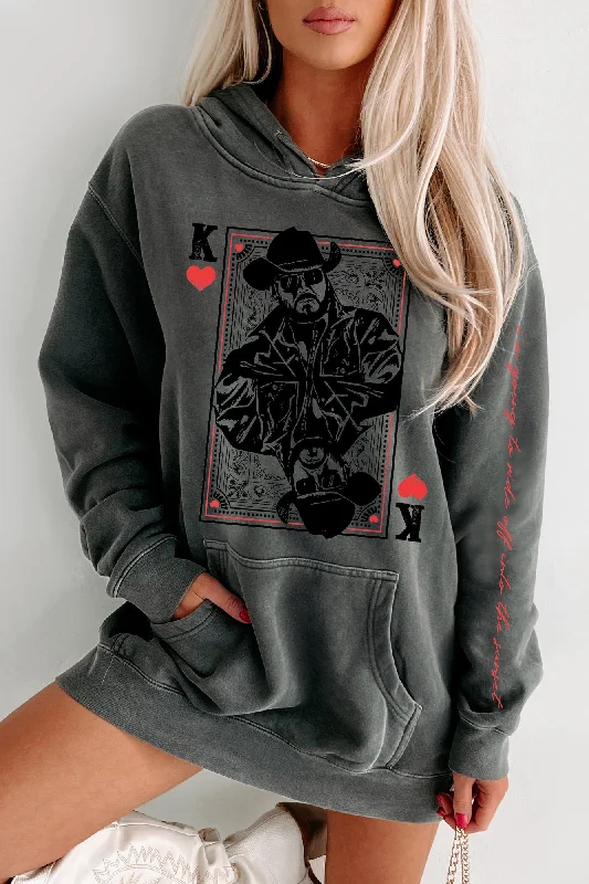 ""Ride Off Into The Sunset"" Double-Sided Vintage Wash Graphic Hoodie (Black) - Print On Demand