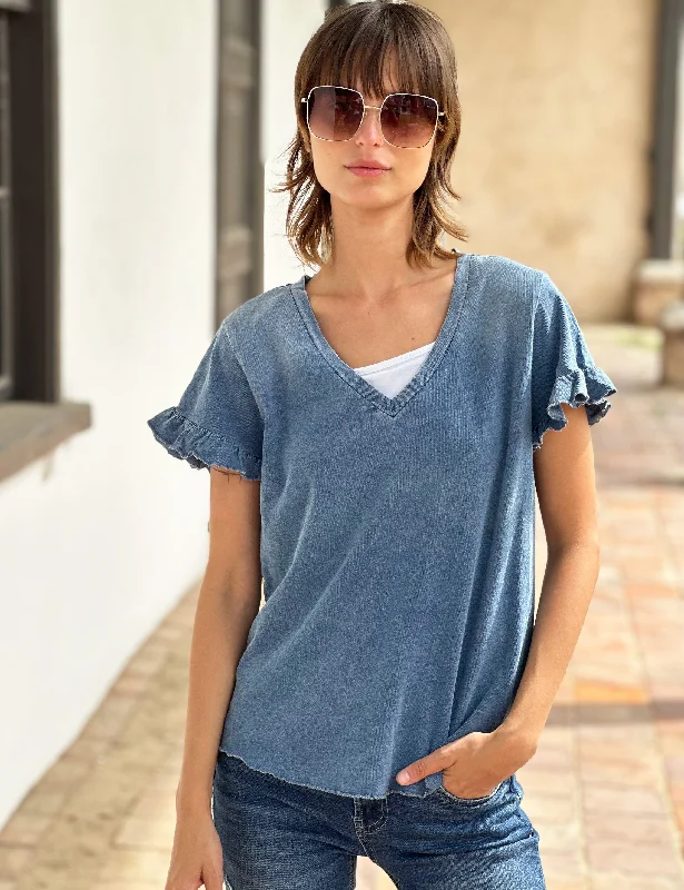 Ruffle V-Neck Tee