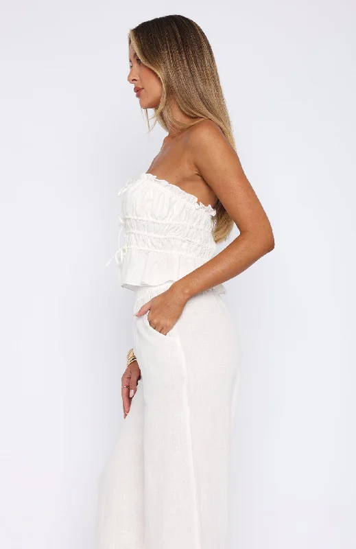 Secret Society Strapless Top White