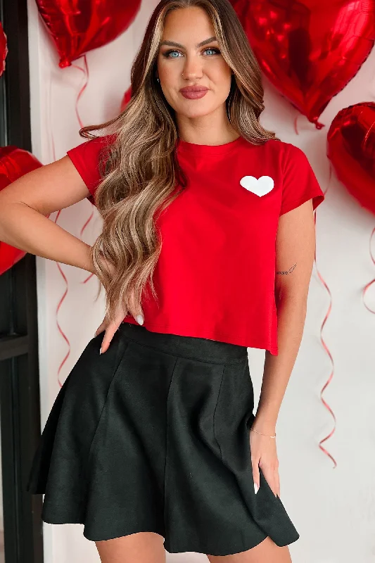 Simply Smitten Heart Graphic Crop Tee (Red)