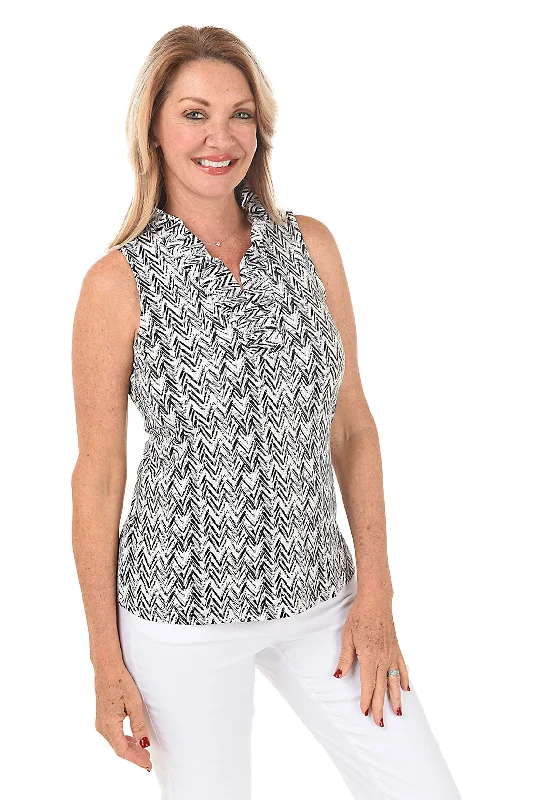 Sandy Chevron UPF50+ Ruffle Sleeveless Top