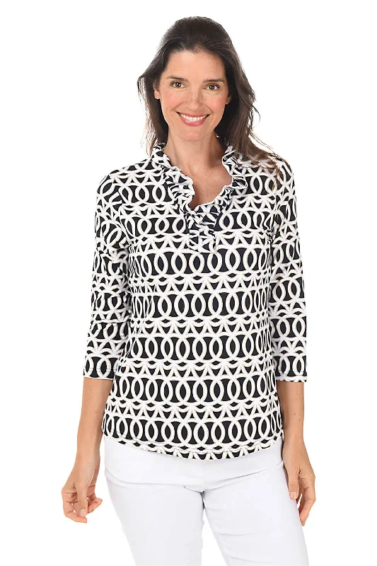 Interlocking Circles Ruffle Neck UPF50+ Top