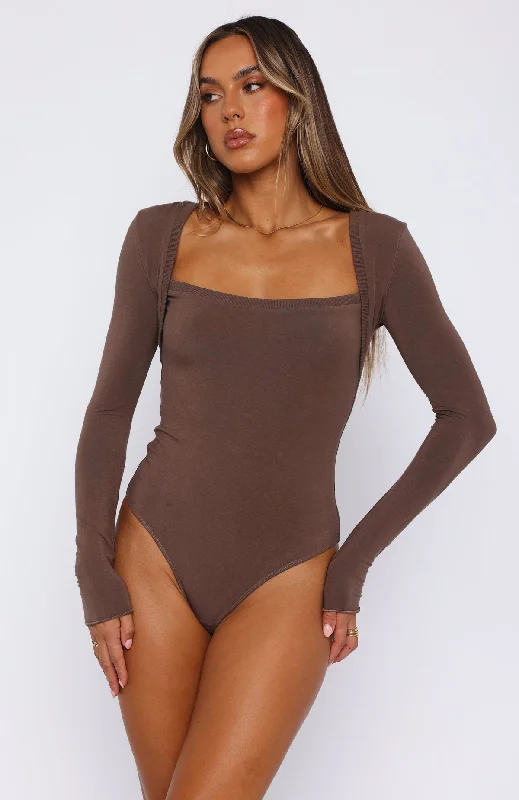 Straight Up Long Sleeve Bodysuit Mocha