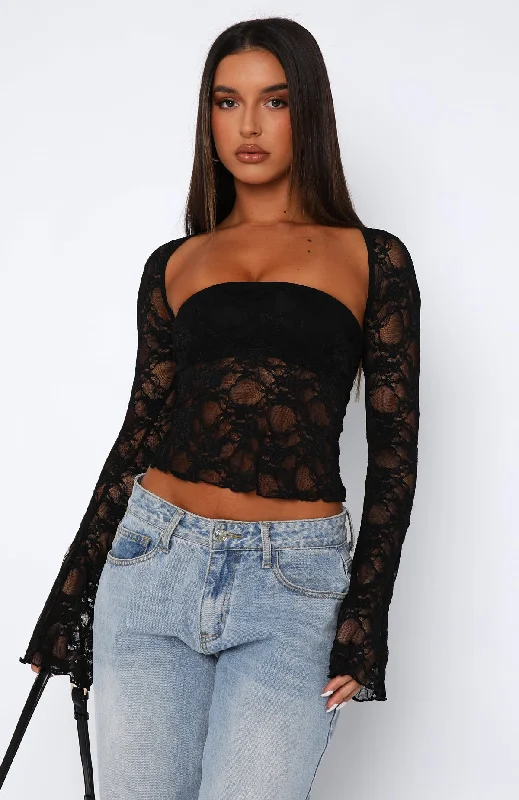 Sweet Lovin' Lace Top Set Black