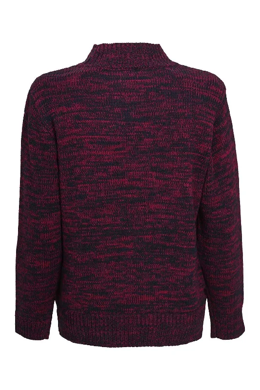 Two Tone Turtle neck Knit Jersey | RASPBERRY/NAVY | 6261ZR