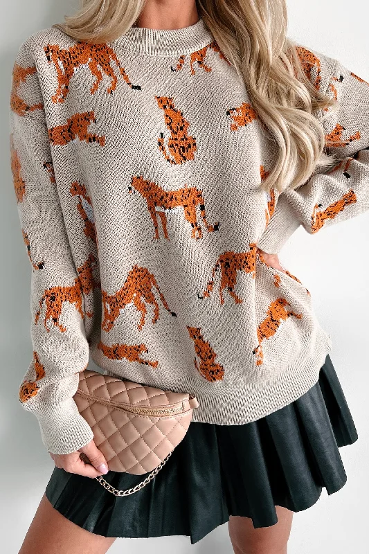 Walk On The Wild Side Cheetah Print Sweater (Taupe)