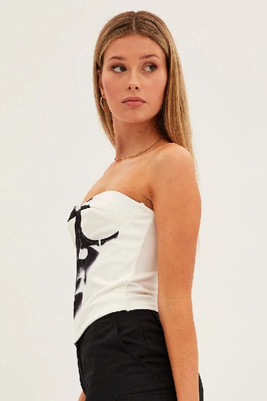 White Graphic Corset Top Sweetheart