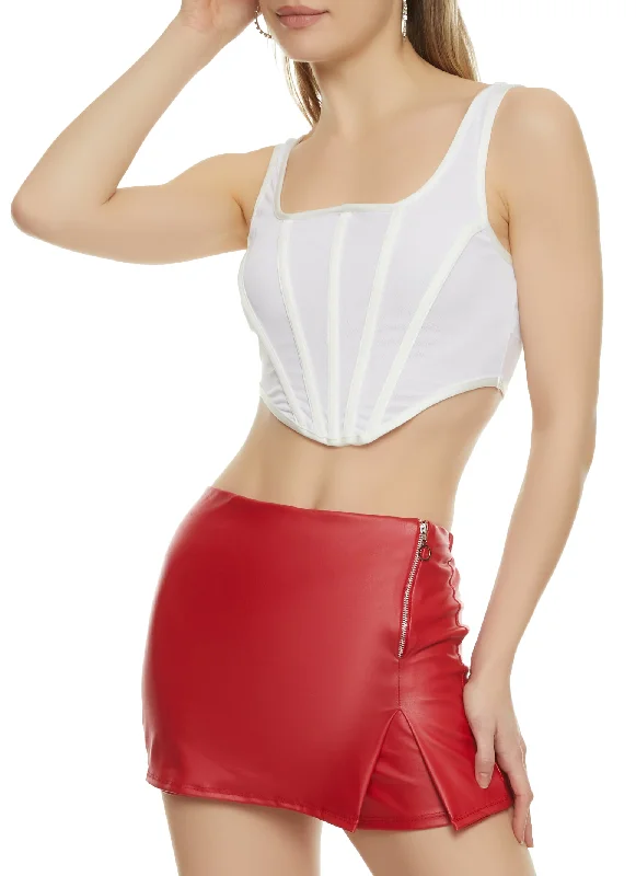 Mesh Corset Cropped Tank Top