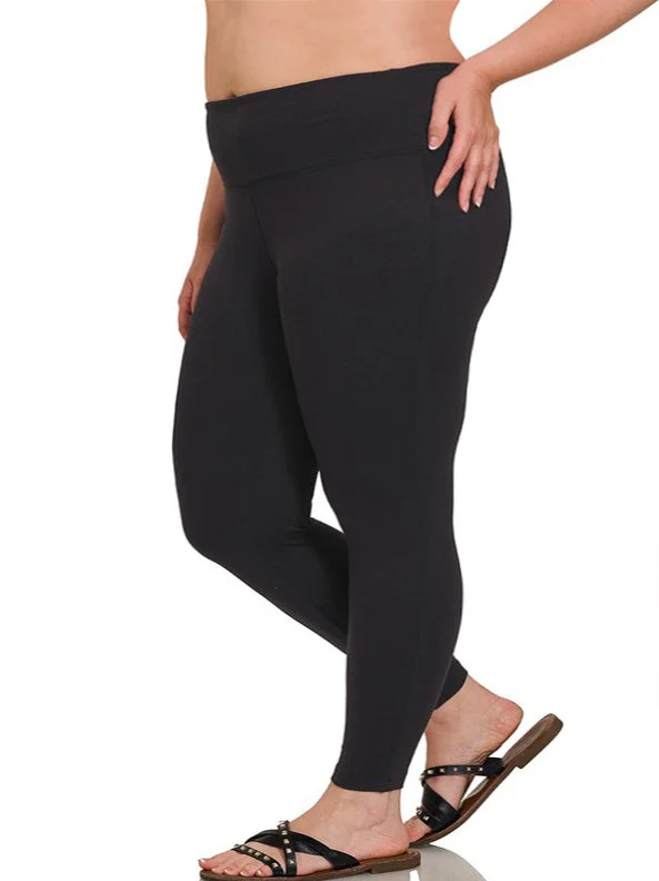 Addy Plus Size Microfibre Leggings in Black