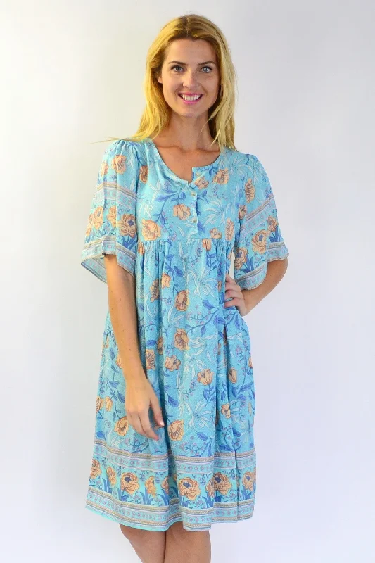 Baby Doll Bouquet Bell Sleeve Tunic Dress