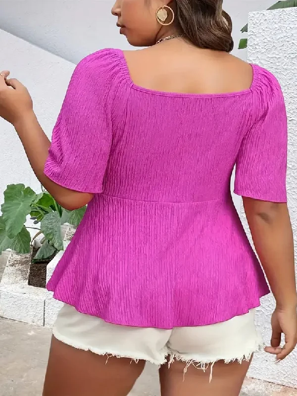 Bora Plus Size Twist Top in Fuchsia