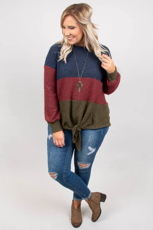 By The Book Sweater, Navy-Burgundy