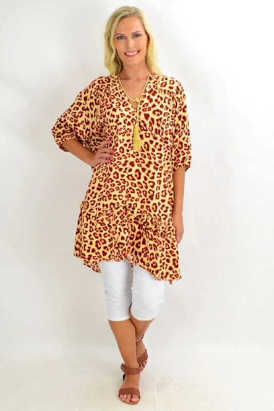 Cheetah Frill Tunic Top