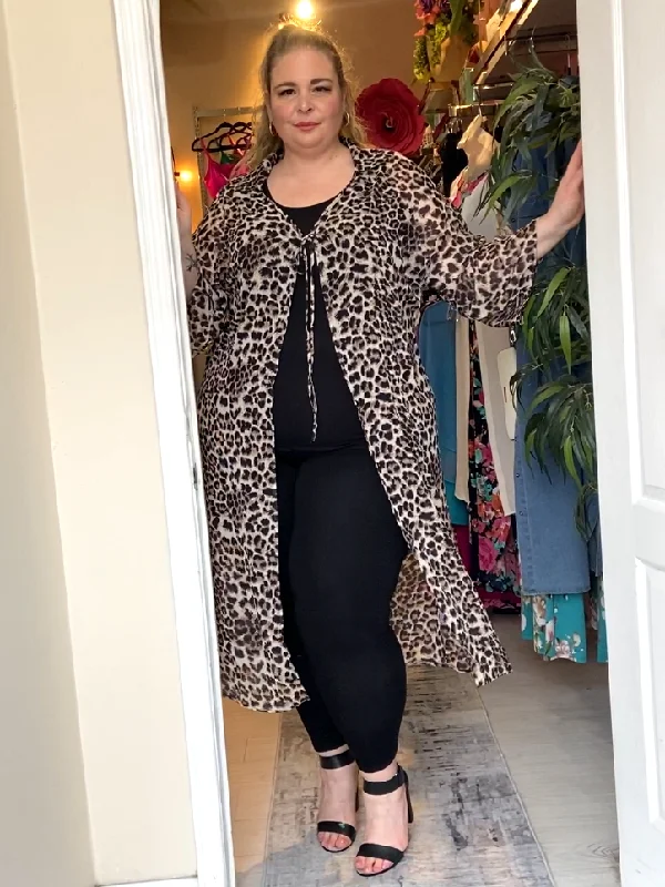 Edith Plus Size Leopard Print Chiffon Kimono