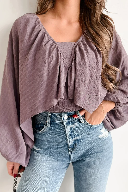 Great Ambition Bubble Sleeve Bodysuit (Plum)