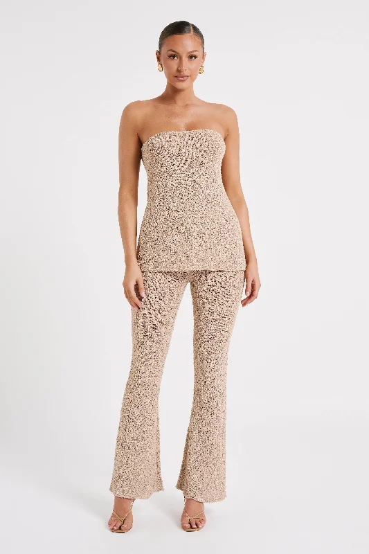 Irma Flared Boucle Pants - Wheat