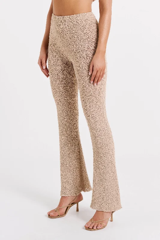 Irma Flared Boucle Pants - Wheat