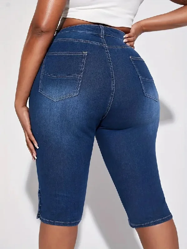 Karla Plus Size Bermuda Denim Shorts