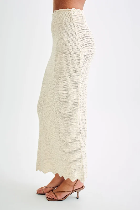 Kira Knit Maxi Skirt - Buttercream