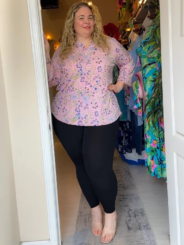 Laura Plus Size Tunic Top in Pink Floral