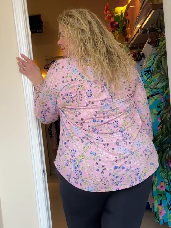 Laura Plus Size Tunic Top in Pink Floral