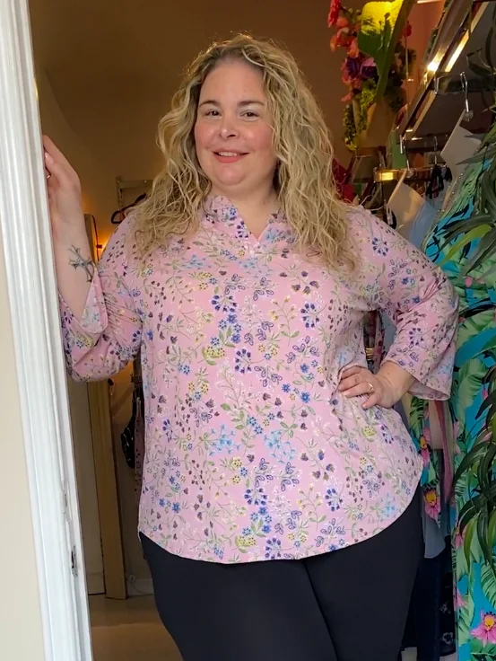 Laura Plus Size Tunic Top in Pink Floral